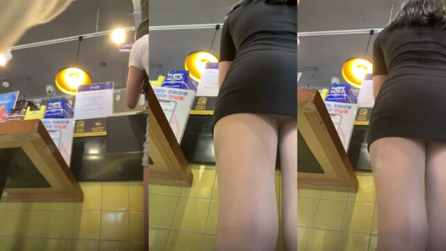 Upskirt in cafe of 3 sg teens